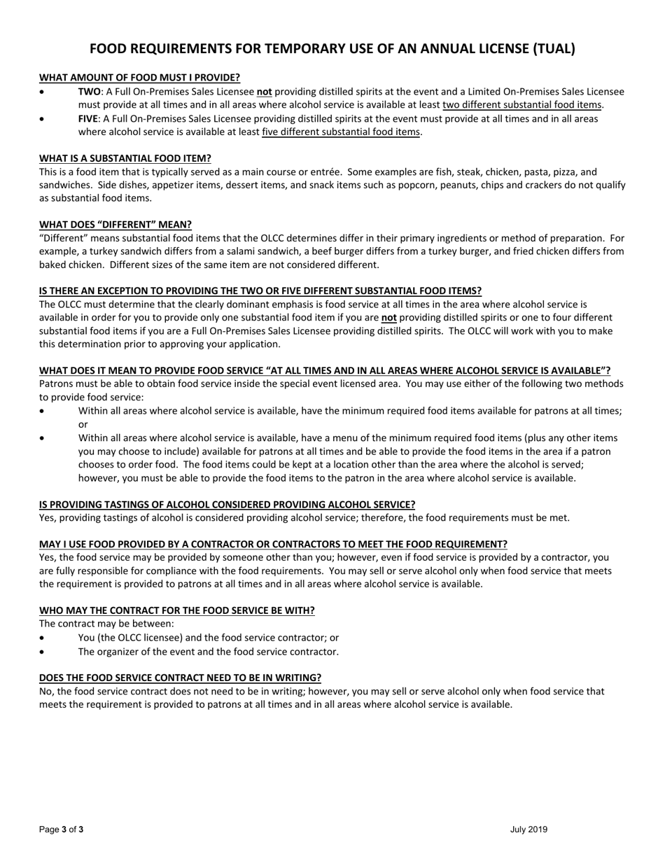 Application for Temporary Use of an Annual License (Tual) - Oregon, Page 3