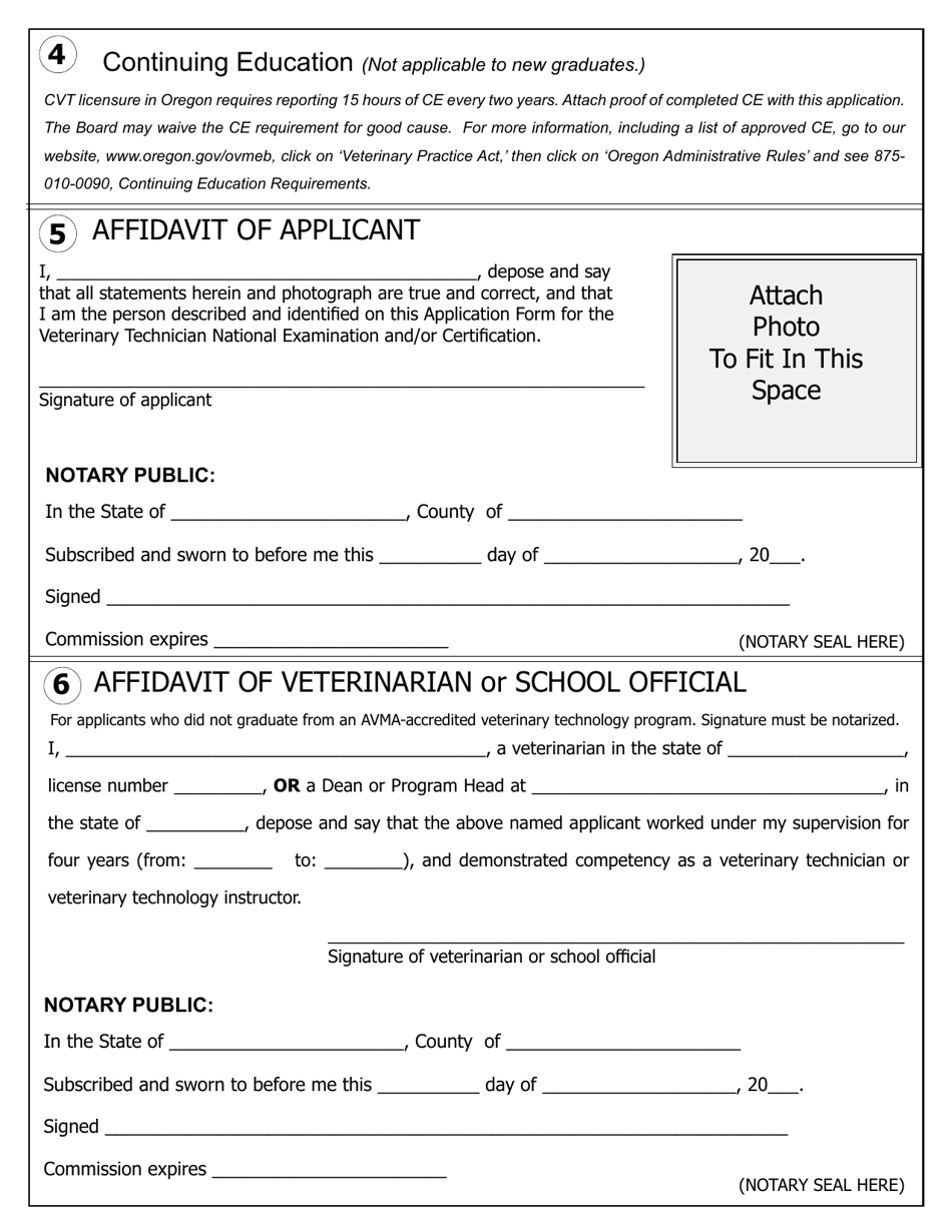 Certified Veterinary Technician Application - Oregon, Page 3