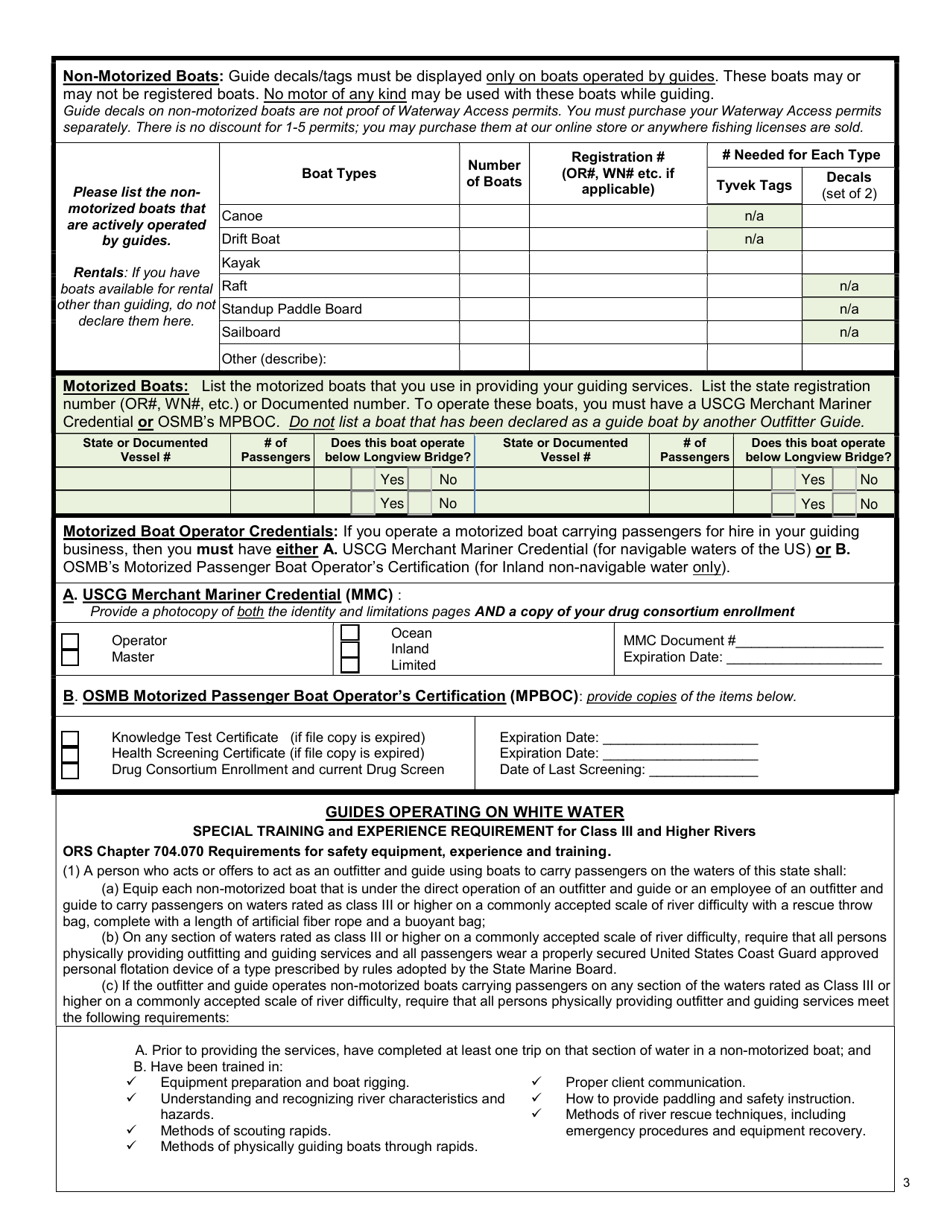 Oregon Outfitter Guide Application - Oregon, Page 4