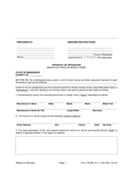 Form 78-908-18-1-1-000 Affidavit of Affixation (Manufactured or Mobile Home) - Mississippi