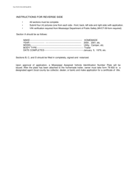 Form 78-018-19-8-1-000 Application for Mississippi Assigned Vehicle Identification Number for Homemade Trailer - Mississippi, Page 2
