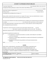 Document preview: AF Form 3226 Authority to Apprehend in Private Dwelling