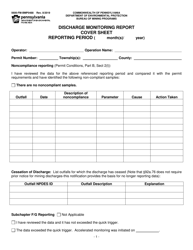 Form 5600-FM-BMP0488 Discharge Monitoring Report Cover Sheet - Pennsylvania