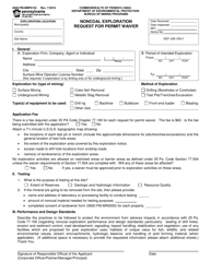 Form 5600-FM-BMP0152 Noncoal Exploration Request for Permit Waiver - Pennsylvania