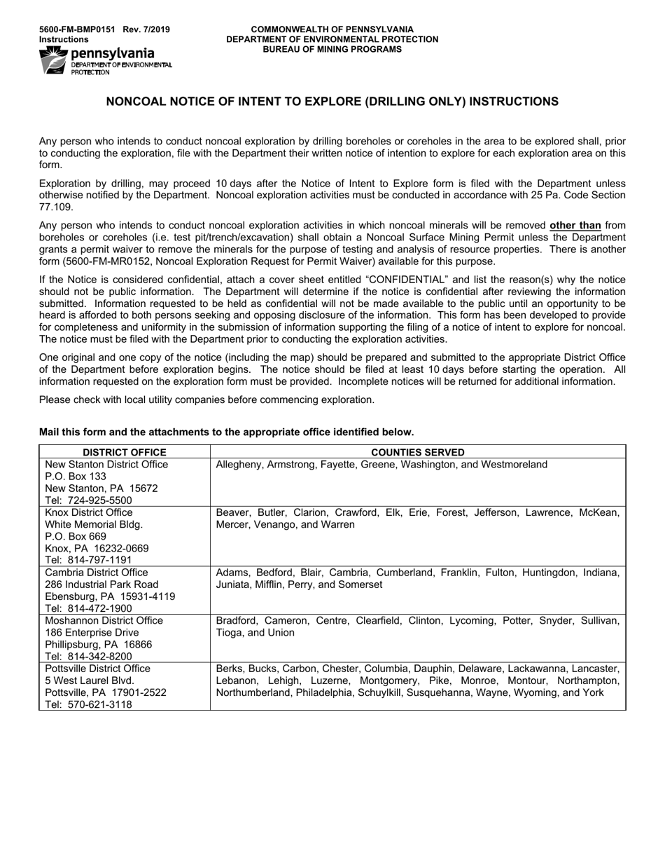 Form 5600-FM-BMP0151 Noncoal Exploration Notice of Intent to Explore (Drilling Only) - Pennsylvania, Page 2