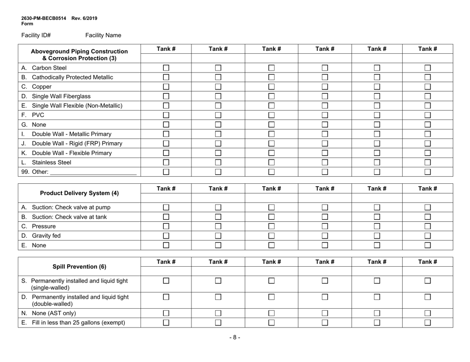 Form 2630-PM-BECB0514 Storage Tanks Registration / Permitting Application Form - Pennsylvania, Page 8