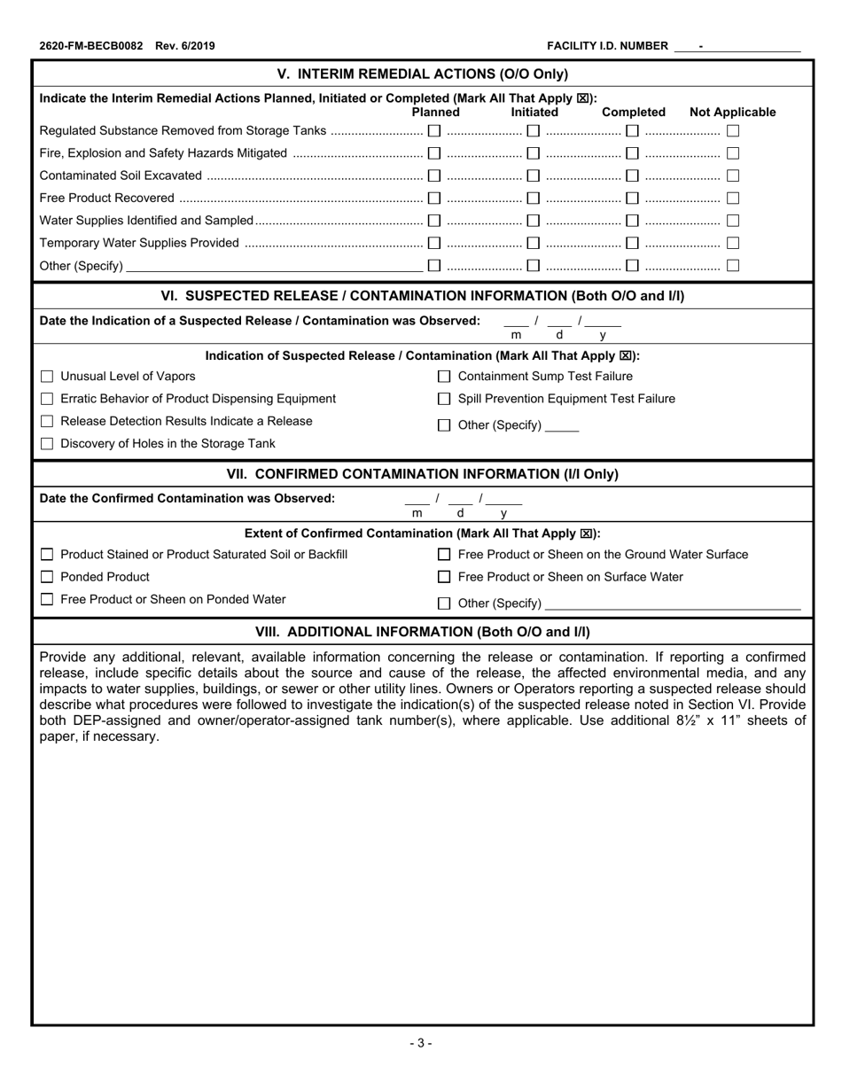 Form 2620-FM-BECB0082 Notification of Release - Notification of Contamination - Pennsylvania, Page 3