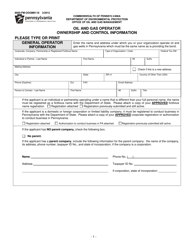 Form 8000-FM-OOGM0118 Oil and Gas Operator Ownership and Control Information - Pennsylvania