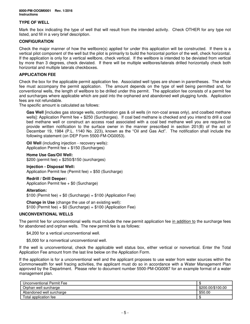 Instructions for Form 8000-PM-OOGM0001 Application for a Permit to Drill, Operate or Alter an Oil or Gas Well - Pennsylvania, Page 5