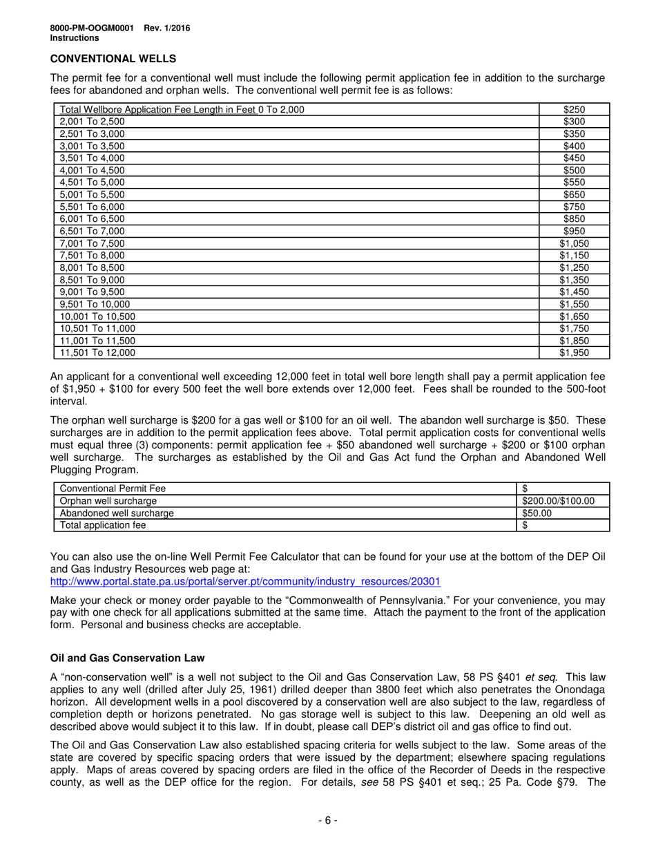 Instructions for Form 8000-PM-OOGM0001 Application for a Permit to Drill, Operate or Alter an Oil or Gas Well - Pennsylvania, Page 6