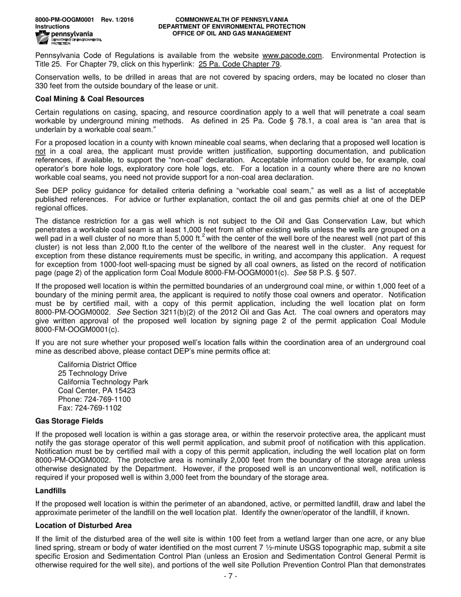 Instructions for Form 8000-PM-OOGM0001 Application for a Permit to Drill, Operate or Alter an Oil or Gas Well - Pennsylvania, Page 7