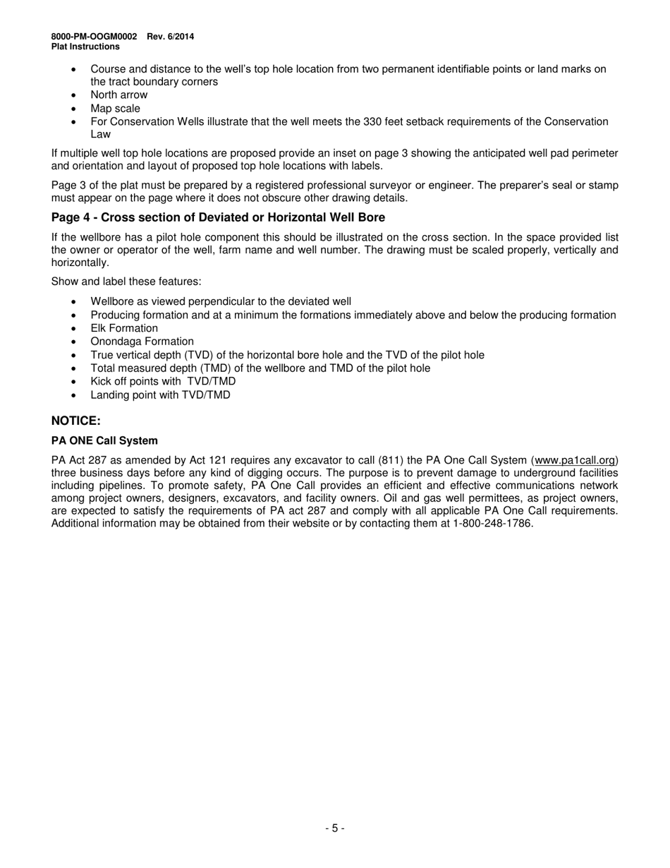 Instructions for Form 8000-PM-OOGM0002 Location Plat for Oil or Gas Well - Pennsylvania, Page 5
