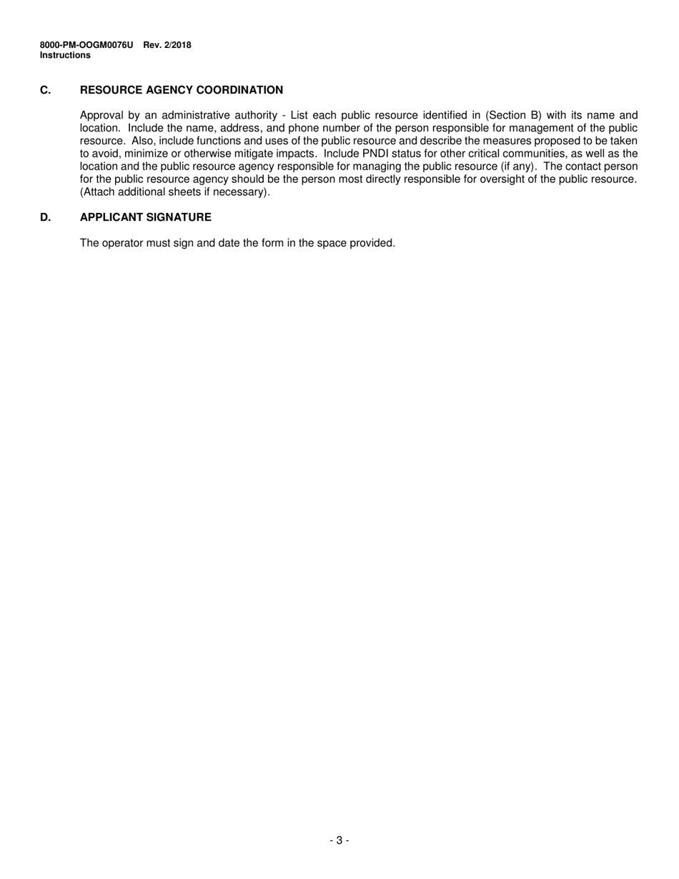 Instructions for Form 8000-PM-OOGM0076U Coordination of a Well Location With Public Resources (Unconventional Operations Only) - Pennsylvania, Page 3