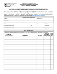 Document preview: Form 8000-FM-OOGM0123 Notification of Return of Well(S) to Active Status - Pennsylvania