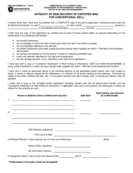 Document preview: Form 8000-FM-OOGM0101A Affidavit of Non-delivery of Certified Mail for Conventional Well - Pennsylvania