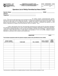 Document preview: Form 8000-FM-OOGM0023 Operators List of Well(S) Permitted but Never Drilled - Pennsylvania