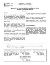 Document preview: Instructions for Form 8000-PM-OOGM0012 Application for Transfer of the Erosion and Sediment Control General Permit (Escgp) Approval - Pennsylvania