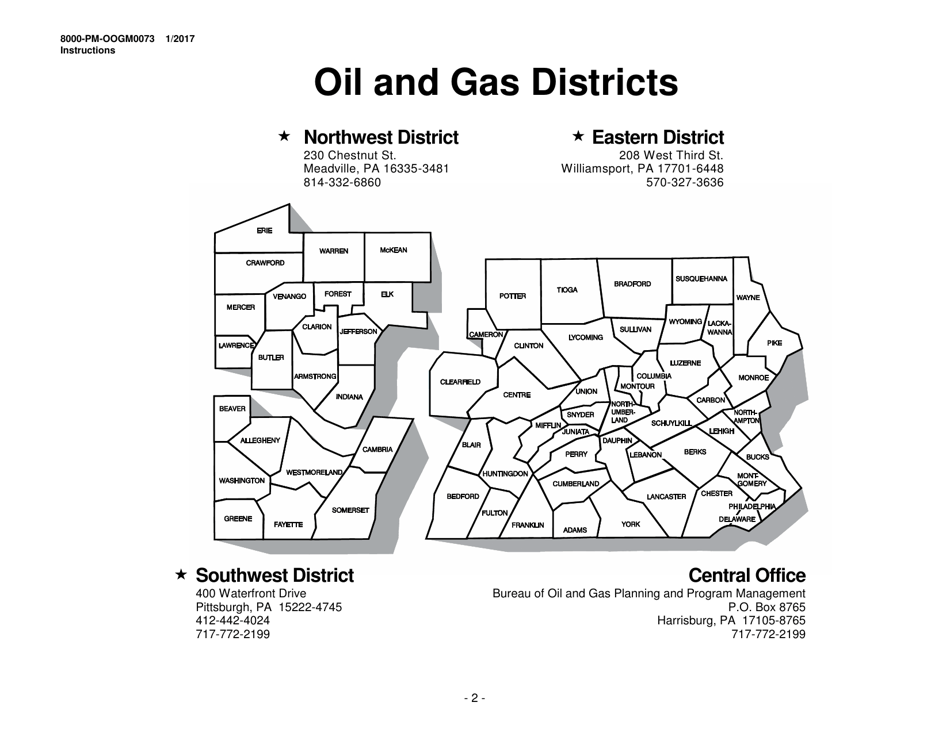 Instructions for Form 8000-PM-OOGM0073 Request for the Use of Alternative Pit Liner - Pennsylvania, Page 2