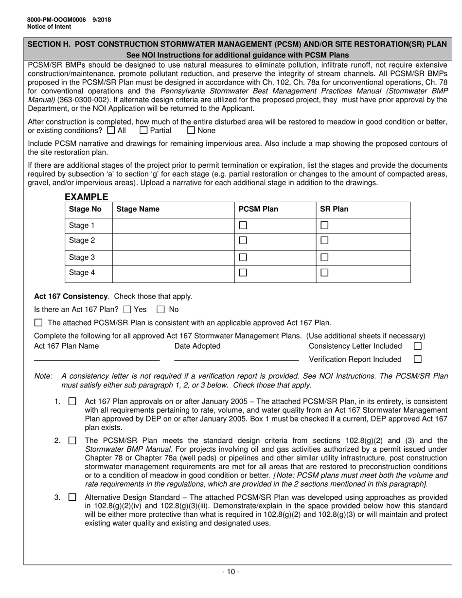 Form 8000-PM-OOGM0006 Notice of Intent (Noi) for Coverage Under the Erosion and Sediment Control General Permit (Escgp-3) for Earth Disturbance Associated With Oil and Gas Exploration, Production, Processing, or Treatment Operations or Transmission Facilities - Pennsylvania, Page 10