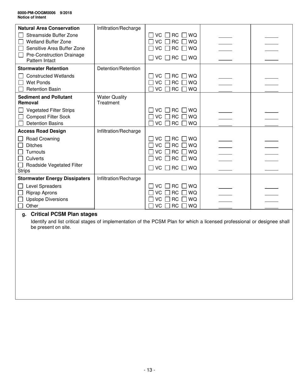 Form 8000-PM-OOGM0006 Notice of Intent (Noi) for Coverage Under the Erosion and Sediment Control General Permit (Escgp-3) for Earth Disturbance Associated With Oil and Gas Exploration, Production, Processing, or Treatment Operations or Transmission Facilities - Pennsylvania, Page 13