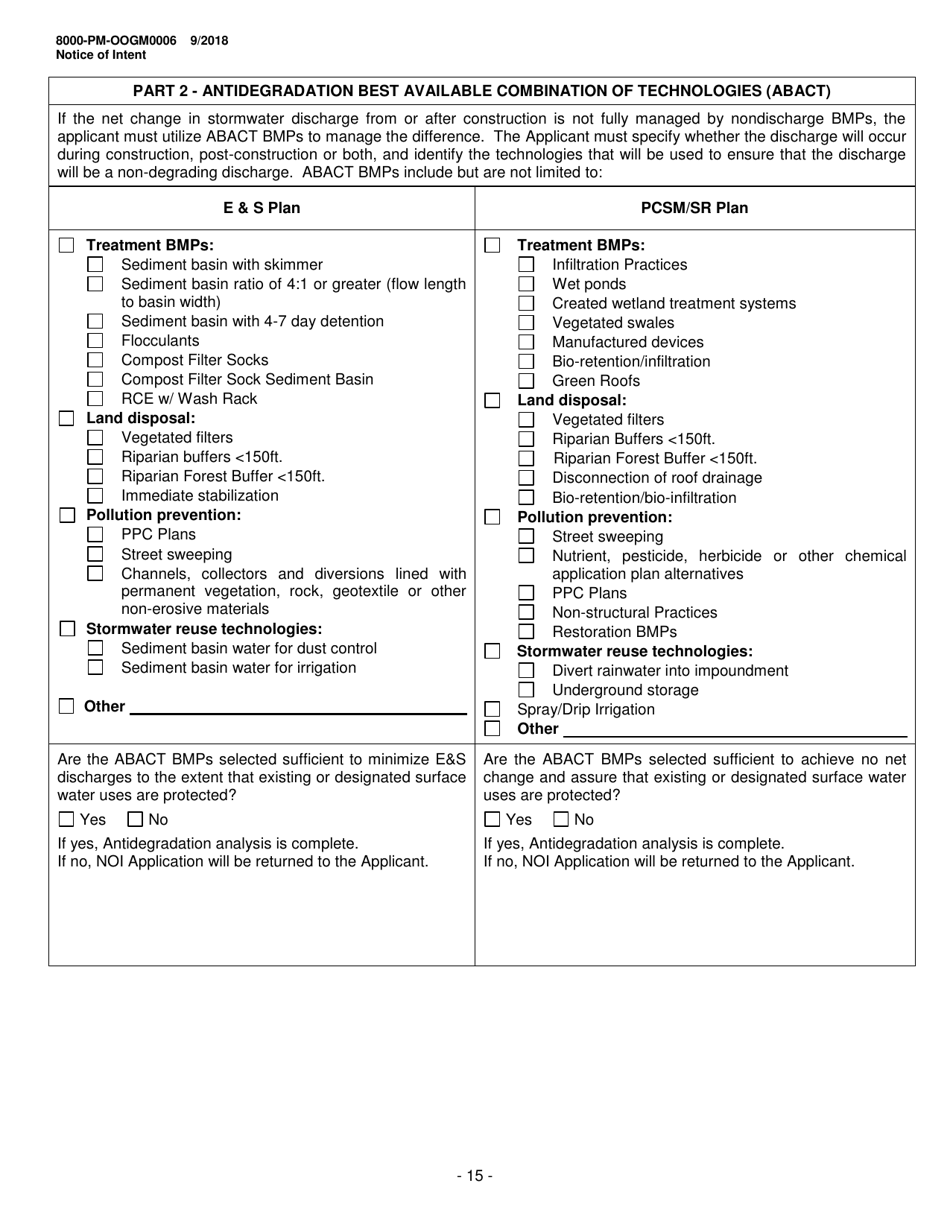Form 8000-PM-OOGM0006 Notice of Intent (Noi) for Coverage Under the Erosion and Sediment Control General Permit (Escgp-3) for Earth Disturbance Associated With Oil and Gas Exploration, Production, Processing, or Treatment Operations or Transmission Facilities - Pennsylvania, Page 15