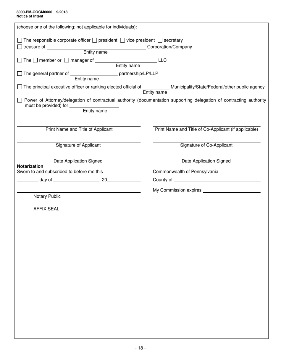 Form 8000-PM-OOGM0006 Notice of Intent (Noi) for Coverage Under the Erosion and Sediment Control General Permit (Escgp-3) for Earth Disturbance Associated With Oil and Gas Exploration, Production, Processing, or Treatment Operations or Transmission Facilities - Pennsylvania, Page 18