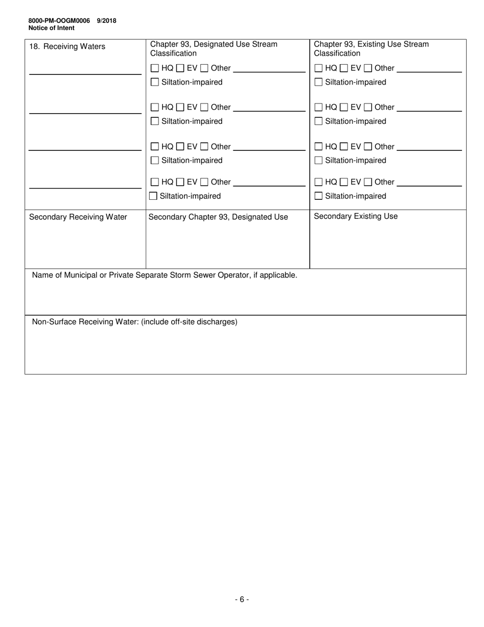 Form 8000-PM-OOGM0006 Notice of Intent (Noi) for Coverage Under the Erosion and Sediment Control General Permit (Escgp-3) for Earth Disturbance Associated With Oil and Gas Exploration, Production, Processing, or Treatment Operations or Transmission Facilities - Pennsylvania, Page 6