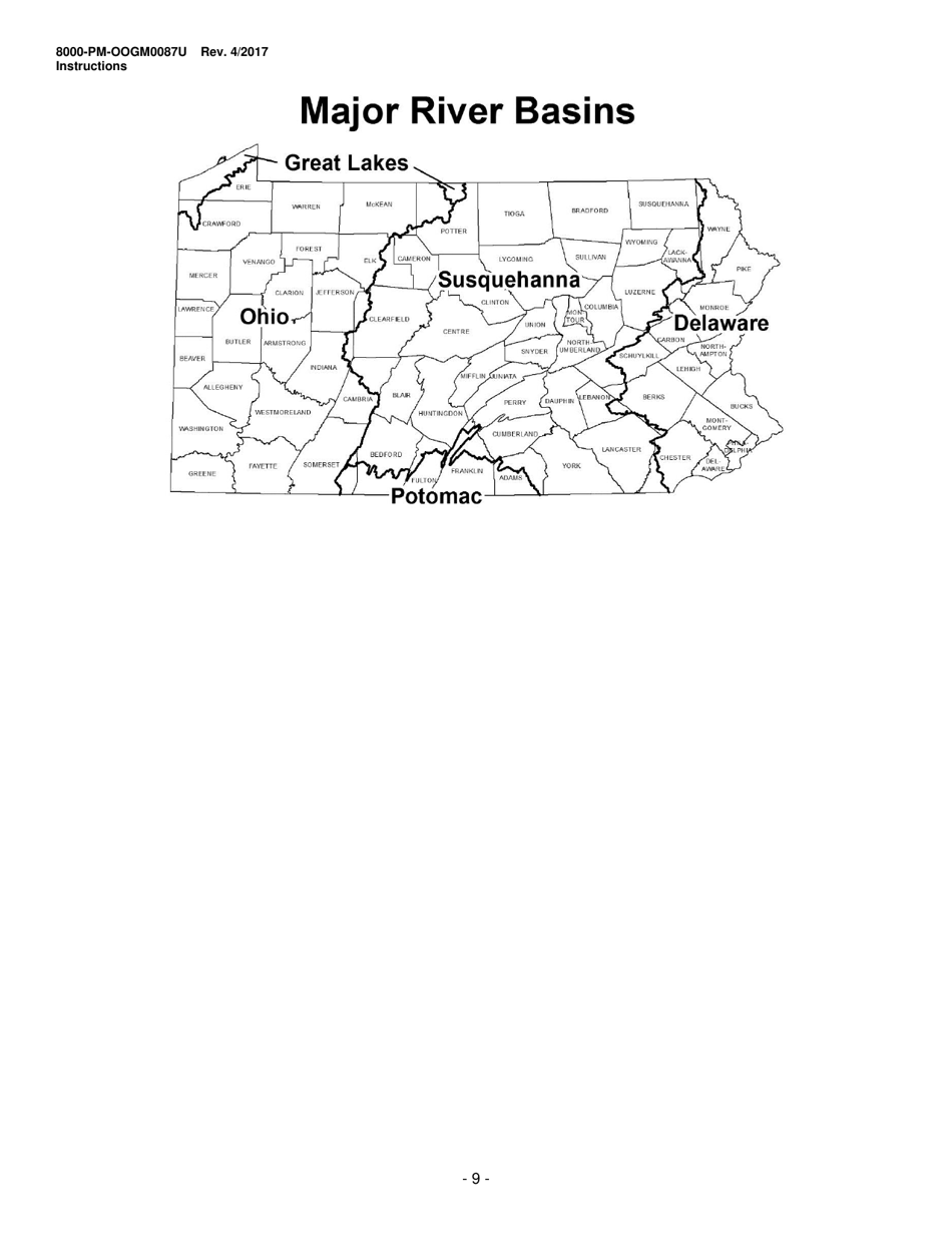 Instructions for Form 8000-PM-OOGM0087U Water Management Plan Approval / Renewal Request (Unconventional Operations Only) - Pennsylvania, Page 9