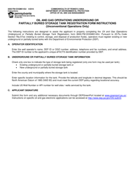 Document preview: Instructions for Form 8000-FM-OOGM0143U Oil and Gas Operations Underground or Partially Buried Storage Tank Registration Form (Unconventional Operations Only) - Pennsylvania