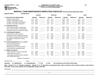 Form 8000-FM-OOGM0137U Monthly Tank Maintenance Inspection Checklist (Unconventional Operations Only) - Pennsylvania