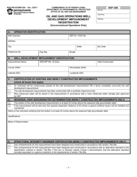 Document preview: Form 8000-FM-OOGM0138U Oil and Gas Operations Well Development Impoundment Registration (Unconventional Operations Only) - Pennsylvania