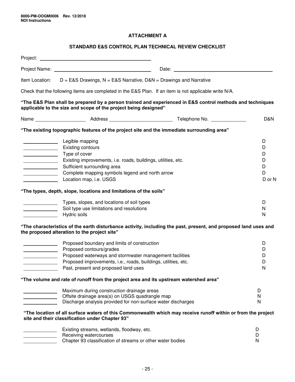 Instructions for Form 8000-PM-OOGM0006 Notice of Intent (Noi) for Coverage Under the Erosion and Sediment Control General Permit (Escgp-3) for Earth Disturbance Associated With Oil and Gas Exploration, Production, Processing, or Treatment Operations or Transmission Facilities - Pennsylvania, Page 25