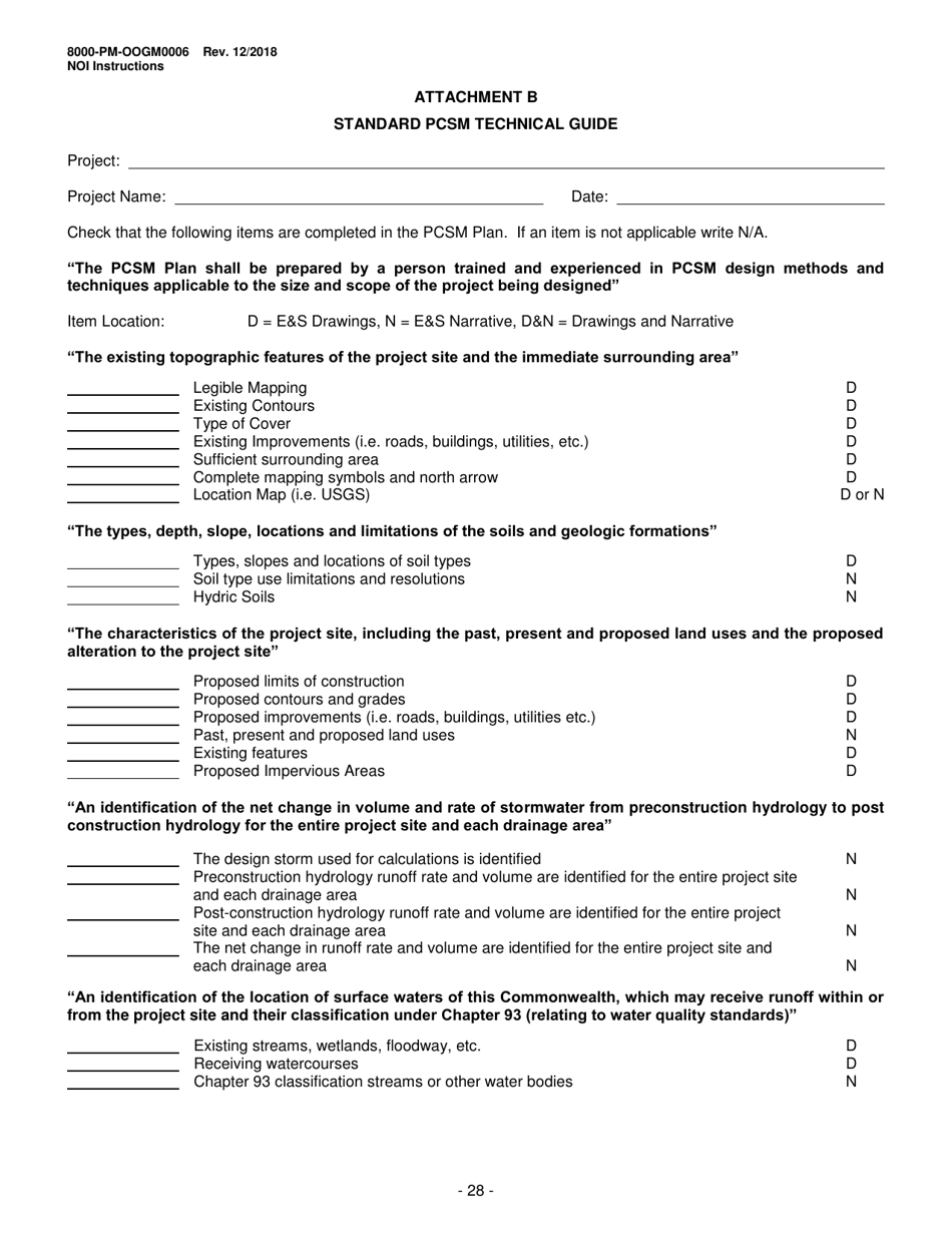Instructions for Form 8000-PM-OOGM0006 Notice of Intent (Noi) for Coverage Under the Erosion and Sediment Control General Permit (Escgp-3) for Earth Disturbance Associated With Oil and Gas Exploration, Production, Processing, or Treatment Operations or Transmission Facilities - Pennsylvania, Page 28