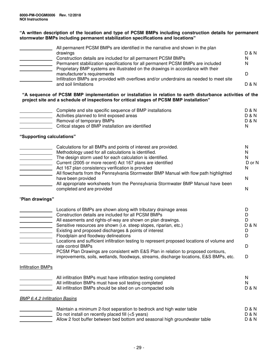 Instructions for Form 8000-PM-OOGM0006 Notice of Intent (Noi) for Coverage Under the Erosion and Sediment Control General Permit (Escgp-3) for Earth Disturbance Associated With Oil and Gas Exploration, Production, Processing, or Treatment Operations or Transmission Facilities - Pennsylvania, Page 29
