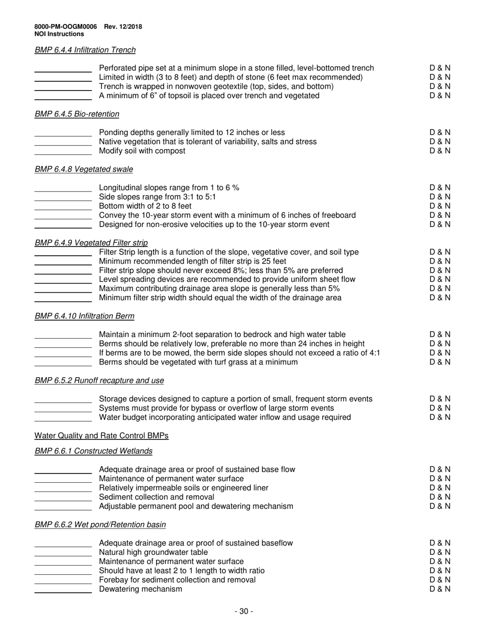 Instructions for Form 8000-PM-OOGM0006 Notice of Intent (Noi) for Coverage Under the Erosion and Sediment Control General Permit (Escgp-3) for Earth Disturbance Associated With Oil and Gas Exploration, Production, Processing, or Treatment Operations or Transmission Facilities - Pennsylvania, Page 30