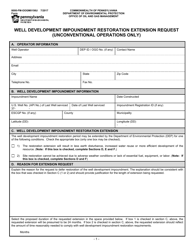 Document preview: Form 8000-FM-OOGM0156U Well Development Impoundment Restoration Extension Request (Unconventional Operations Only) - Pennsylvania