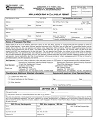 Document preview: Form 8000-PM-OOGM0007 Application for a Coal Pillar Permit - Pennsylvania