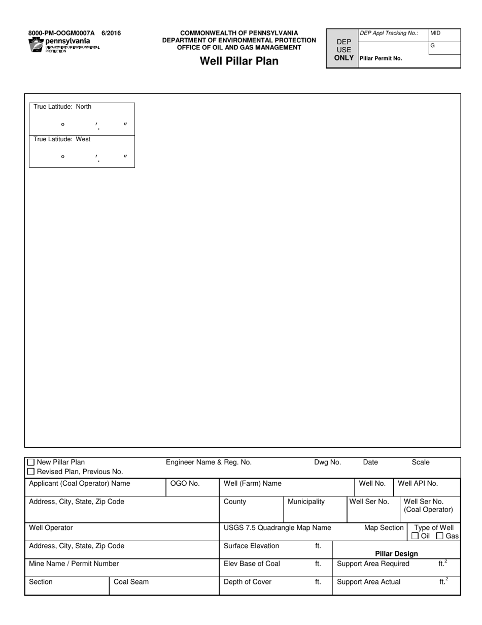 Form 8000-PM-OOGM0007A Well Pillar Plan - Pennsylvania, Page 1