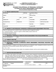 Document preview: Form 8000-PM-OOGM0071BU Request for Approval of Previously Approved Alternative Waste Management Practices (Unconventional Operations Only) - Pennsylvania