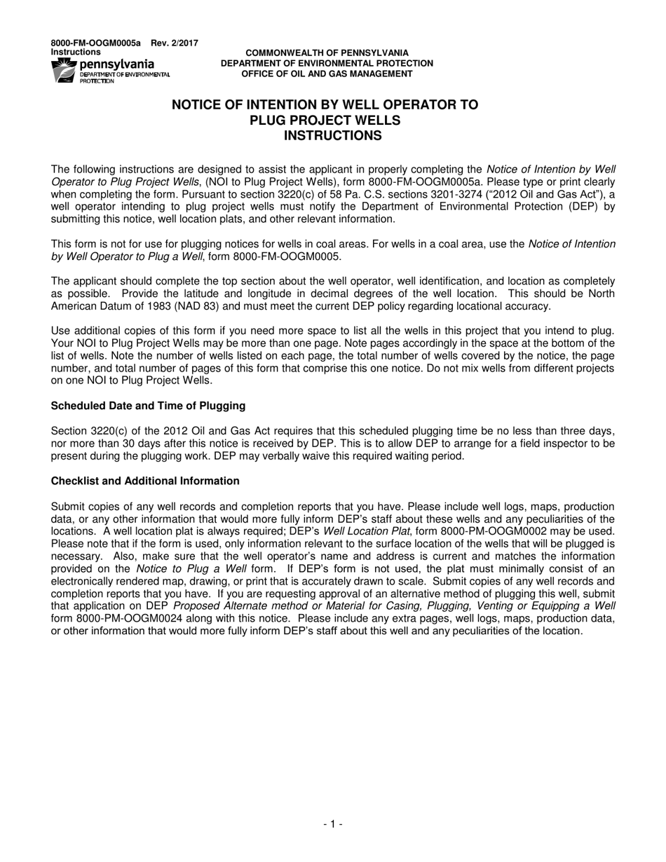 Download Instructions for Form 8000FMOOGM0005A Notice of Intention by