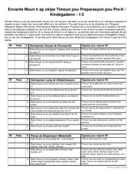 Document preview: Pre-k/Kindergarten Preparation Inventory Caretakers - Pennsylvania (Haitian Creole)