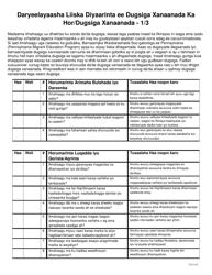 Document preview: Pre-k/Kindergarten Preparation Inventory Caretakers - Pennsylvania (Somali)