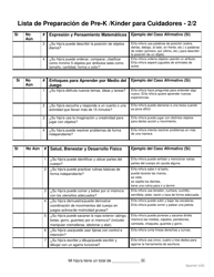 Lista De Preparacion De Pre-k/Kinder Para Cuidadores - Pennsylvania (Spanish), Page 2
