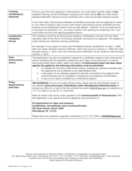Form LIBI-607 Application for Asbestos Occupation Certification - Pennsylvania, Page 2