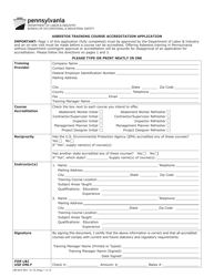 Form LIBI-603 Asbestos Training Course Accreditation Application - Pennsylvania
