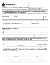 Form DL-17 &quot;Statement of Non-ownership of Vehicle(S)&quot; - Pennsylvania