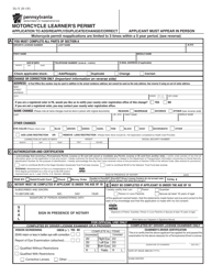 Form DL-5 Motorcycle Learner&#039;s Permit Application to Add/Reapply/Duplicate/Change/Correct - Pennsylvania