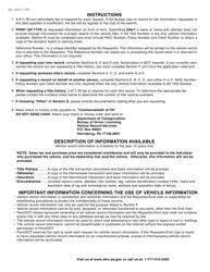 Form DL-135 Request for Vehicle Information - Pennsylvania, Page 2