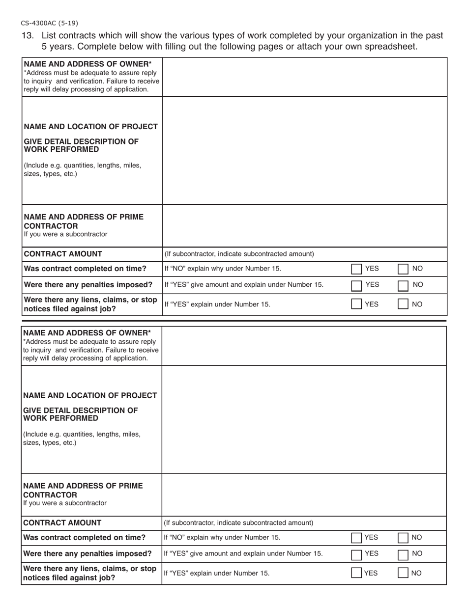 Form CS-4300AC Additional Codes Request Form - Pennsylvania, Page 3