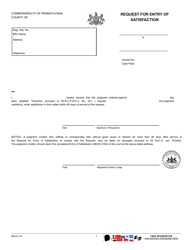 Document preview: Form MDJS316 Request for Entry of Satisfaction - Pennsylvania